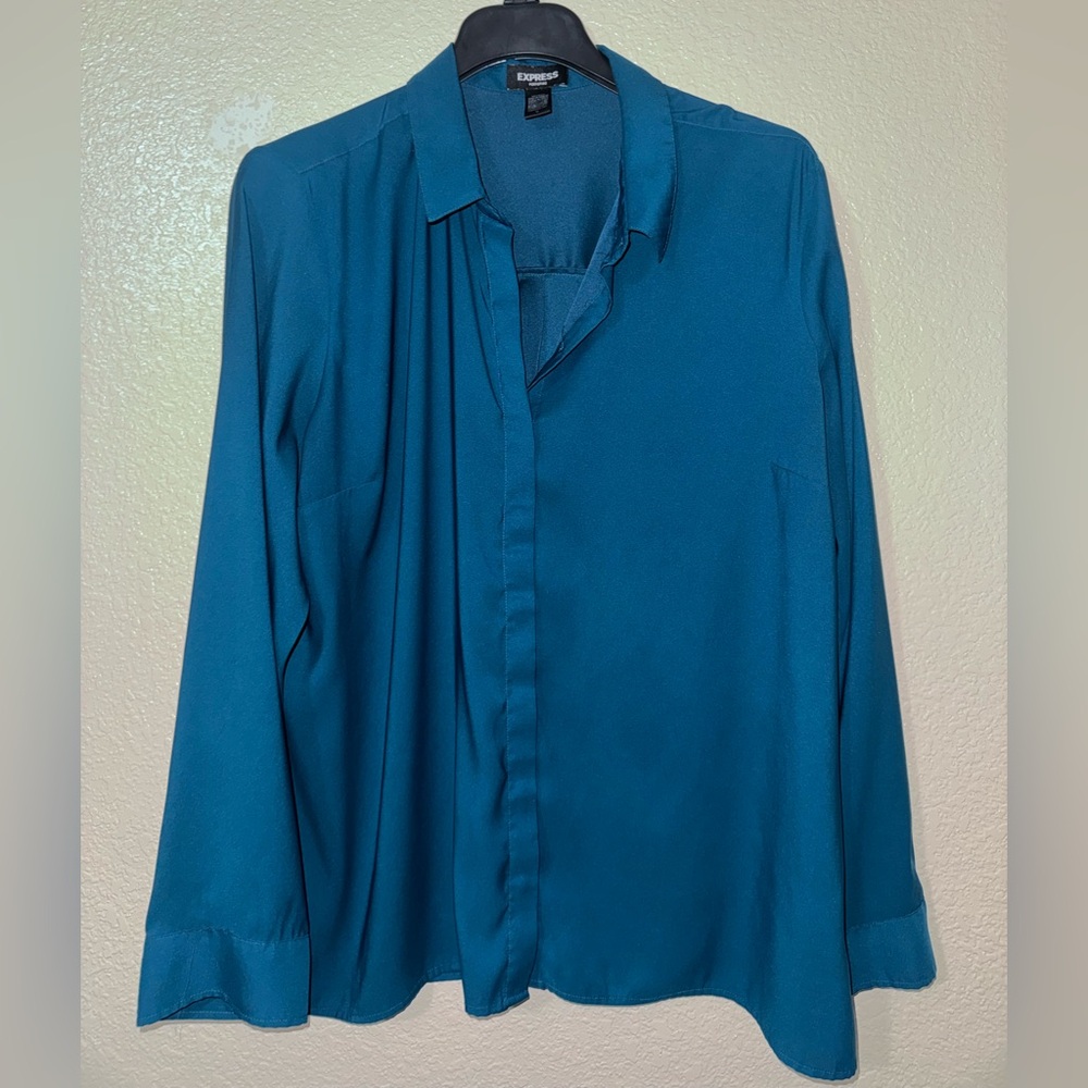 Express Deep Teal Portofino Long-Sleeve Button Down Shirt